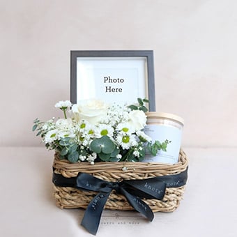 Tender Memories (Sympathy Flowers w/ Photo Frame & Candle)