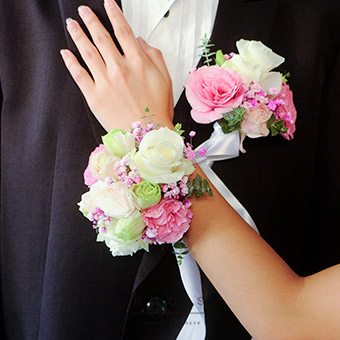 Enchanted Night (White Rose Corsage and Boutonniere)