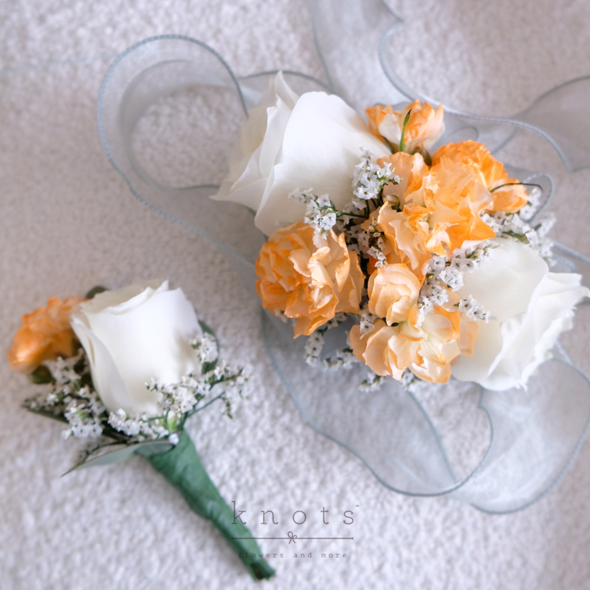 After Midnight (White Rose Corsage and Boutonniere)