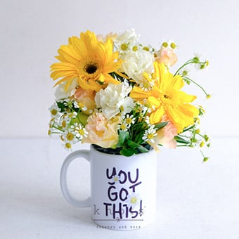 Yellow Gerbera Mug Arrangement