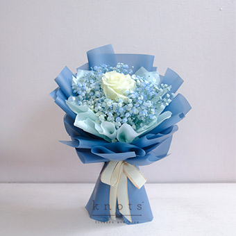 Soft Embrace (White Rose Bouquet)