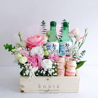 Sweet And Uplifting (Soju with Flowers Arrangement)