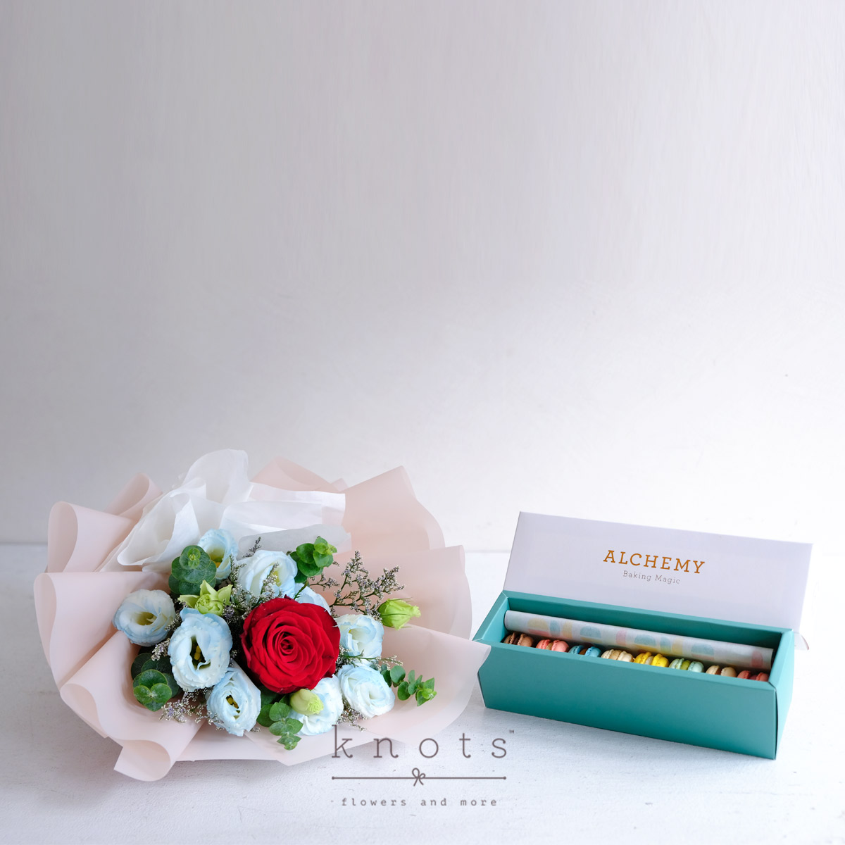 Moment of Sweetness (Red Rose Bouquet with Macarons)