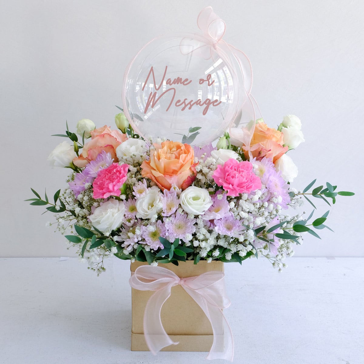 Something Gorgeous (Peach Ecuadorian Roses & Balloon Arrangement)