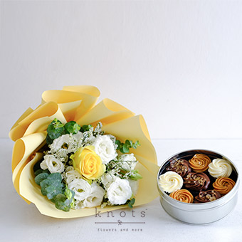 Adorn & Indulge (Yellow Rose Bouquet and Cupcakes)