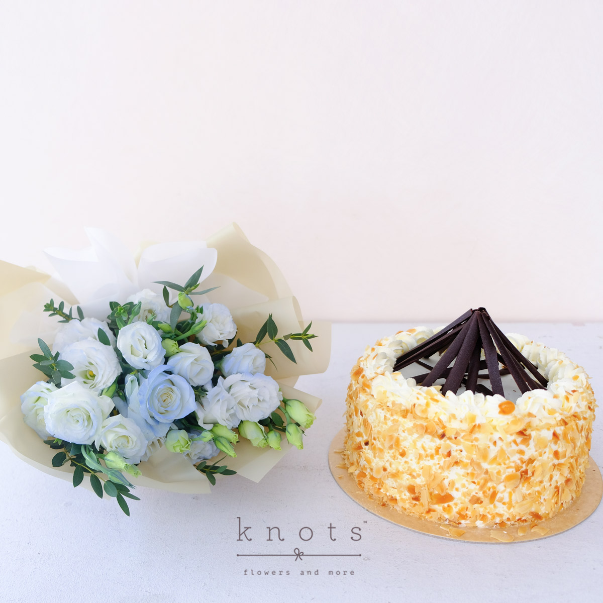 Whimsy Petals (Light Blue Rose Bouquet and Cake)