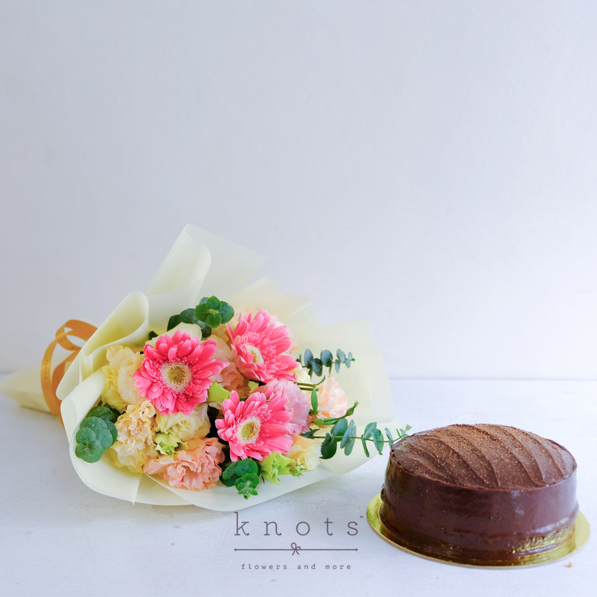 Sweet Passions (Pink Gerbera Bouquet and Cake)