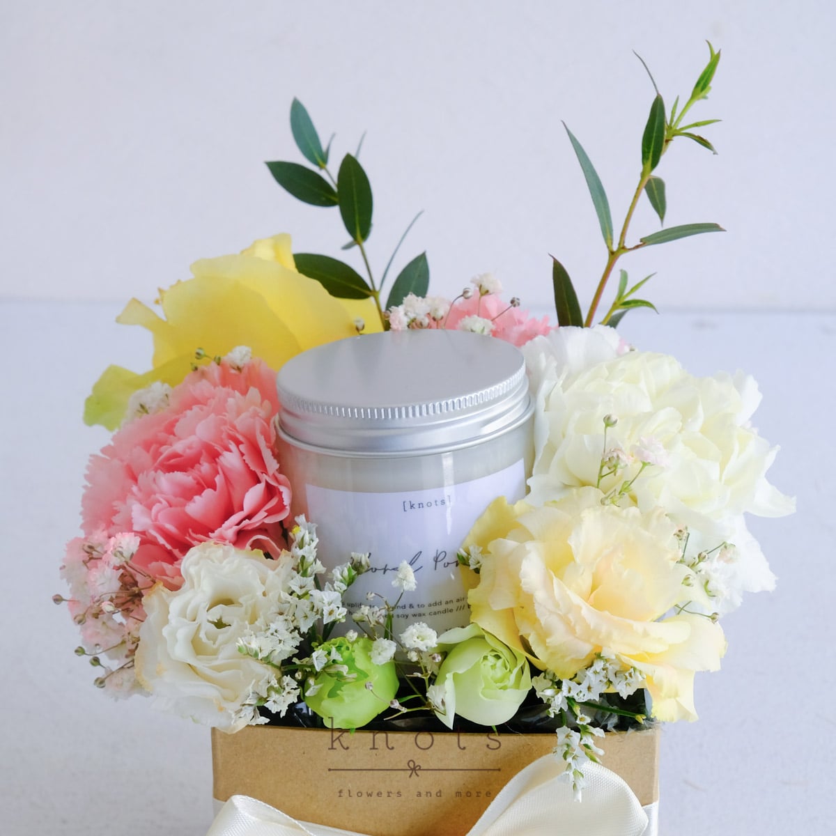 FCL2502-Floral-Scent-Yellow-Rose-Pink-Carnation-and-White-Carnation-Arrangement-with-CandleA_1200
