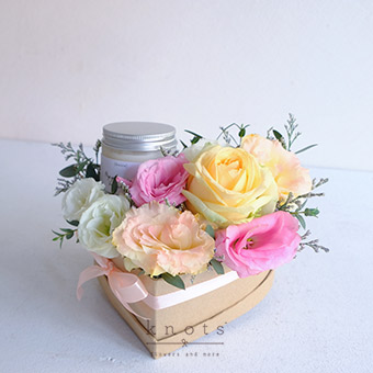 Simple Bliss (Yellow Rose Arrangement with Candle)