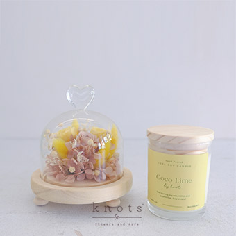 Scented Serenity (Preserved and Dried Flower Dome Arrangement with Candle)