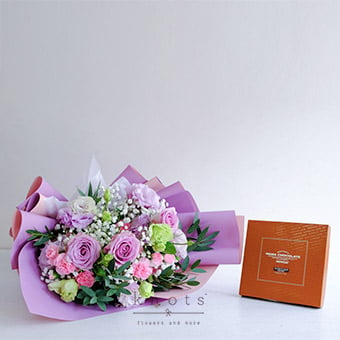 Thinking of You, Sweetly (Purple Roses Bouquet with Royce Chocolate)