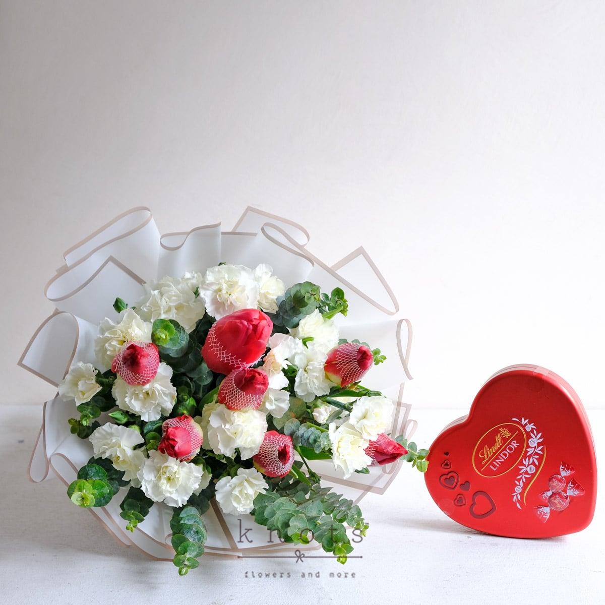 A Taste of Love (Red Tulips Bouquet with Chocolate)