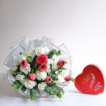 A Taste of Love (Red Tulips Bouquet with Chocolate)