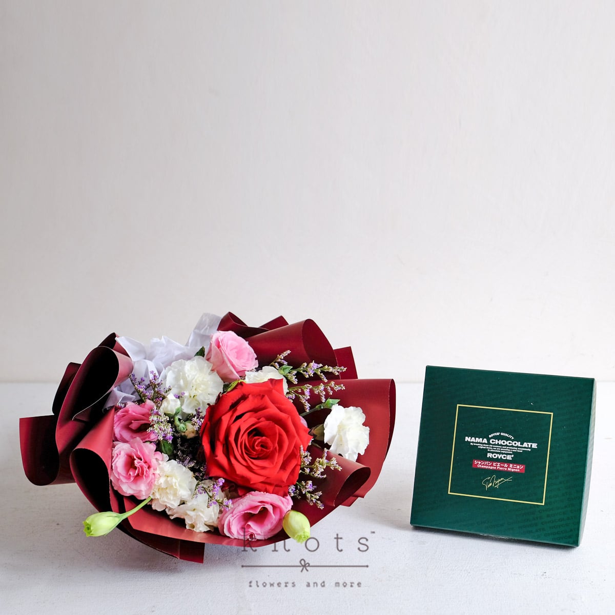Burgundy Blush (Red Ecuadorian Rose Bouquet with Chocolate)