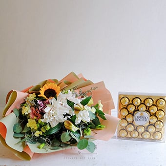 Sunlit Treats (Double Petal Lily and Chocolate)