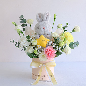 Cuddle Buds (Carnations and Bunny Cuddly Arrangement)