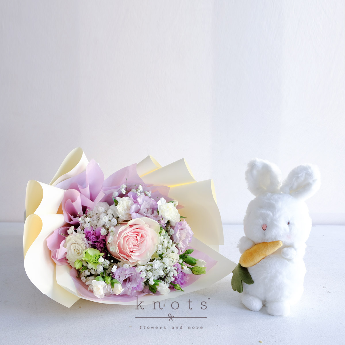 Hoppy Ever After (Pink Ecuadorian Rose Bouquet with Cuddly)