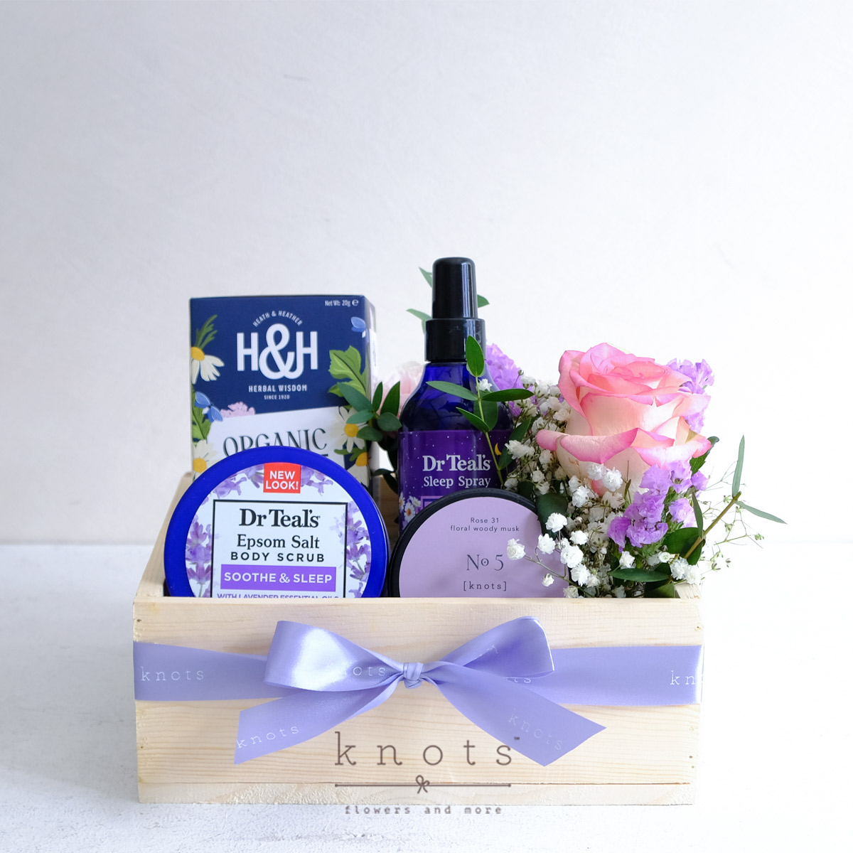 Lavender Calm (Two-toned Pink Rose Arrangement with Gifts)