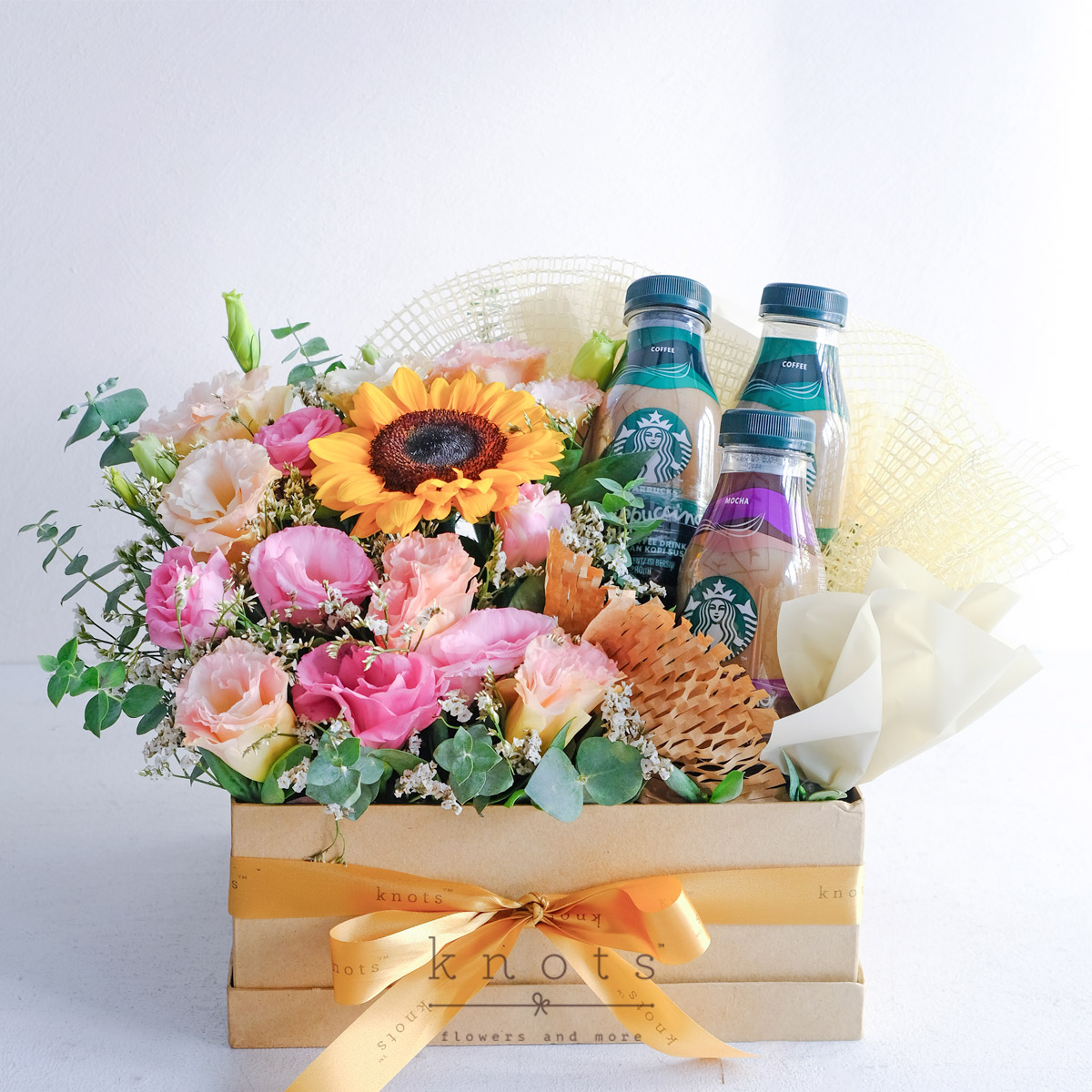 Enlivening Bunches (Sunflower Boxed Arrangement & Coffee)