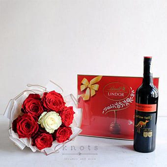 Ruby Reserve (Red and White Ecuadorian Rose Bouquet and Gifts)