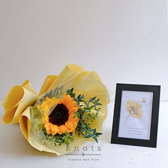 Still life (Sunflower Bouquet and Photo Gift)