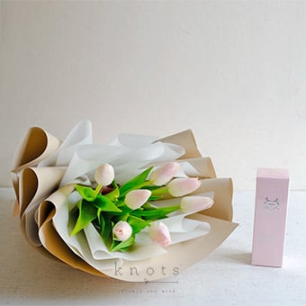 Soft Petal Luxe (Pink Tulips Bouquet with Perfume)