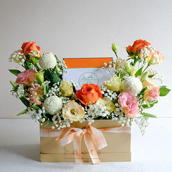 Signature Scent (Orange Rose Arrangement with  Perfume)