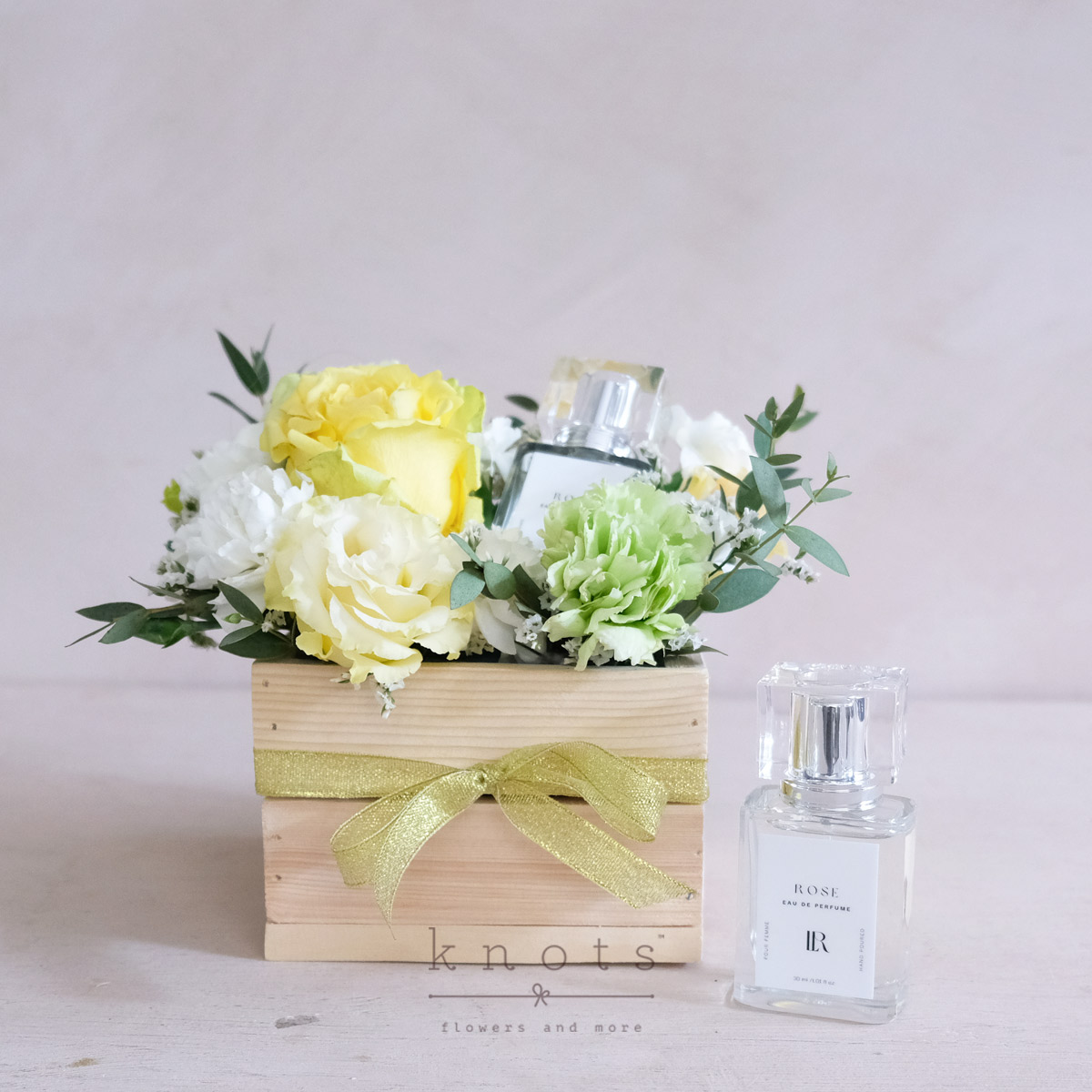 Misty Yellow (Flowers & Perfume Arrangement)