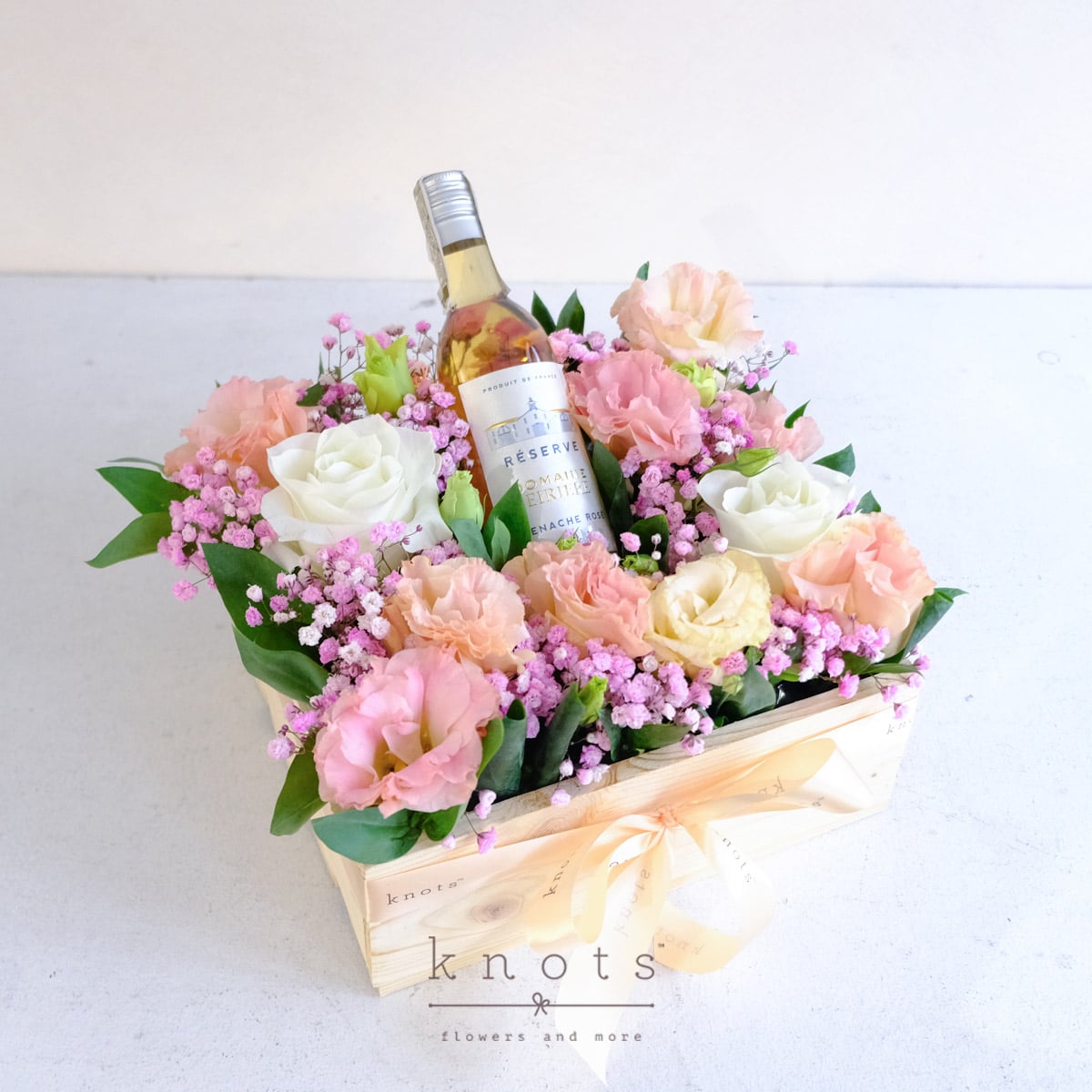 Sunny Flavors (Flowers and Wine Arrangement)