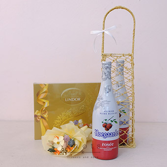 Enchanting Elixirs (Mini Dried Bouquet, Chocolate and Wine Bundle)