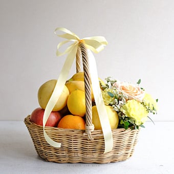Fruitful Harmony (Fruits and Flower Gift Basket)