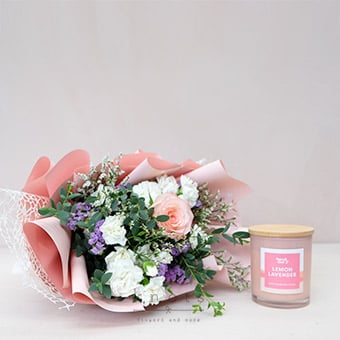 Karina (Pink Rose Bouquet with Candle)