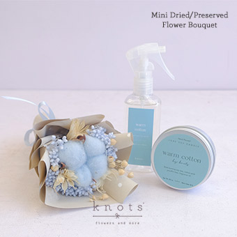 Scented Cloud (Mini Dried Bouquet with Linen Spray and Candle)