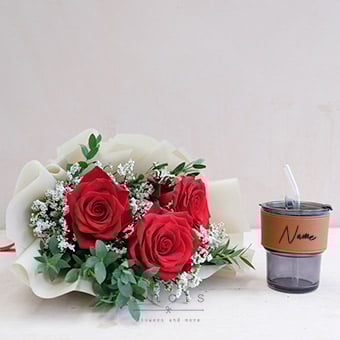 Urban Chic (Red Roses Bouquet w/ Cup)