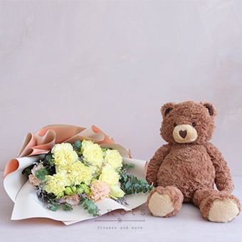 Beary Romantic (Carnation Bouquet and Cuddly)