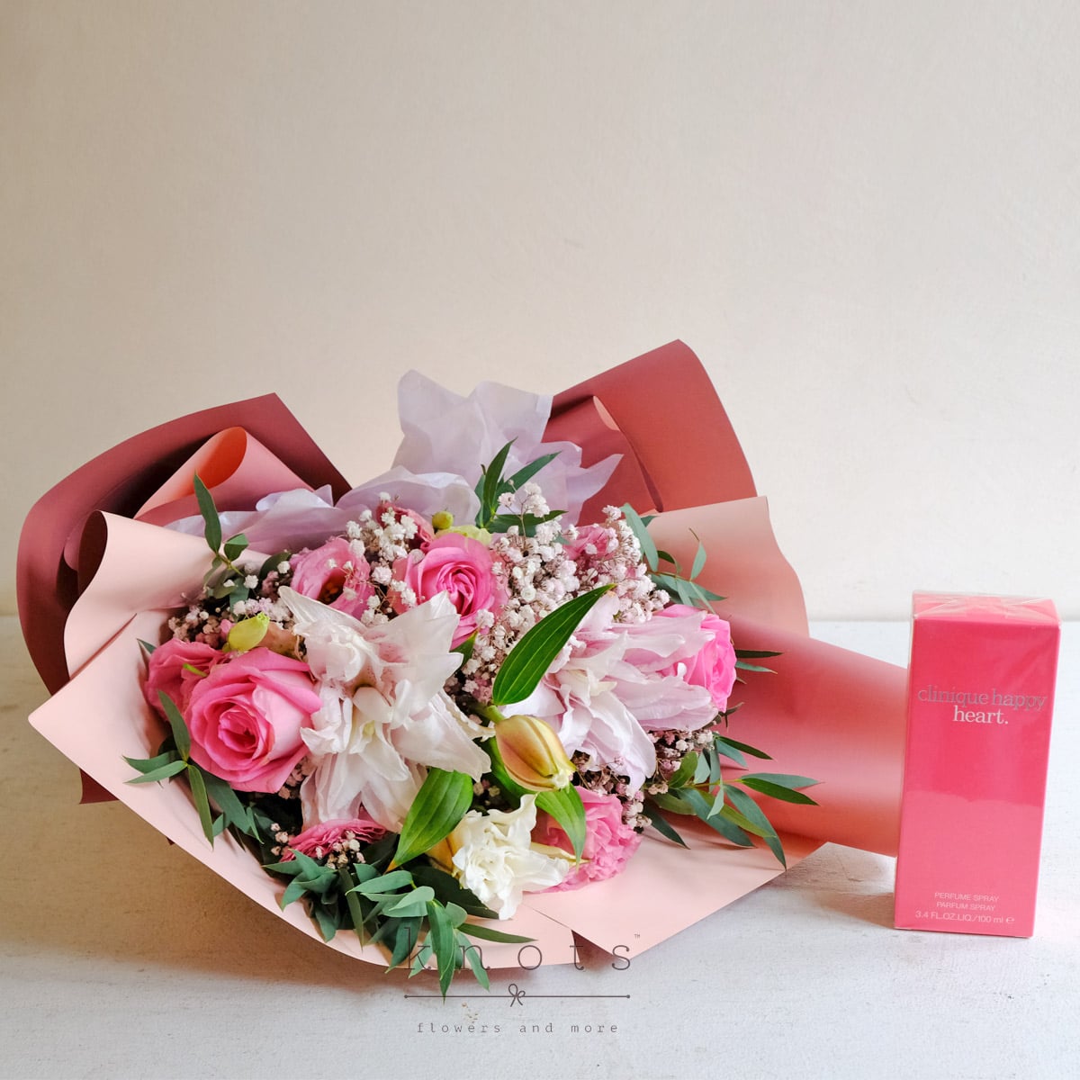 Blush Allure (Double Petal Lily Bouquet and Perfume)