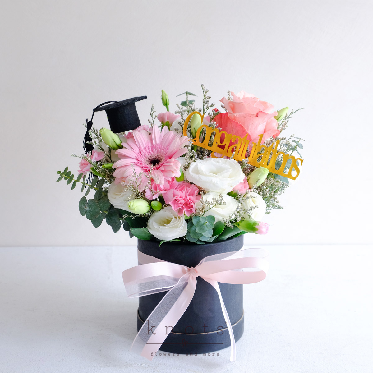 Bloom & Beyond (Pink Ecuadorian Rose & Gerbera Graduation Arrangement)
