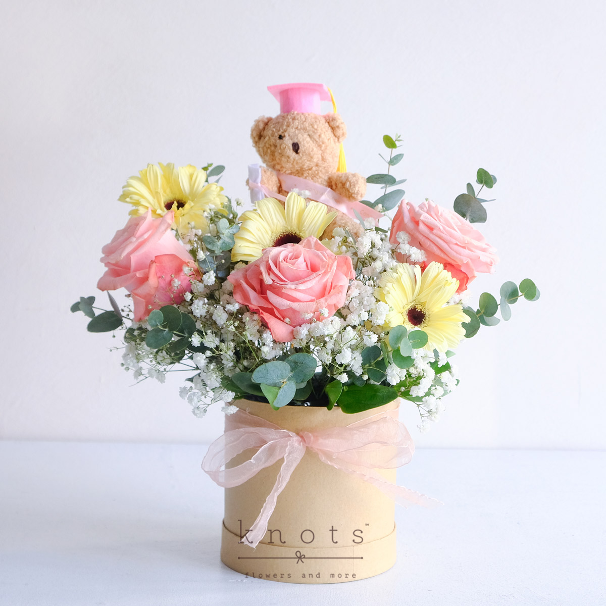 Youthful Triumph (Pink Ecuadorian Roses and Gerbera Graduation Arrangement)