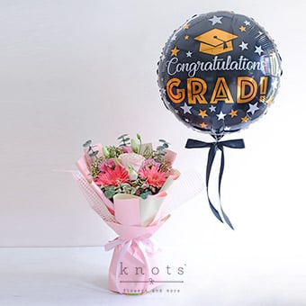 Gathering of Merits (Pink Ecuadorian Rose Graduation Bouquet)