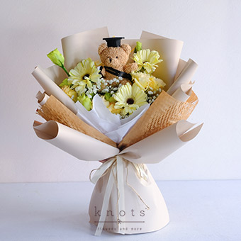 Capstone Moment (White Gerbera Graduation Bouquet)