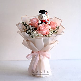 Academic Blossom (Pink Ecuadorian Rose Graduation Bouquet)