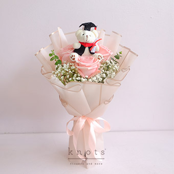 Academic Blossom (Pink Ecuadorian Rose Graduation Bouquet)
