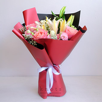 Aphrodite’s Beauty (Pink Lily And Roses Bouquet)