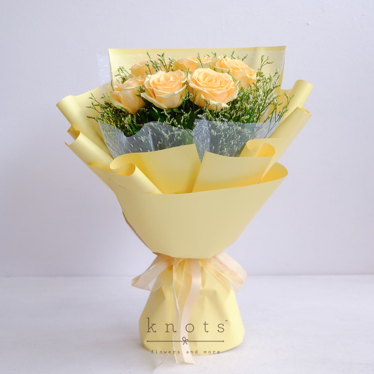 Abundant Shines (Peach Roses Bouquet)