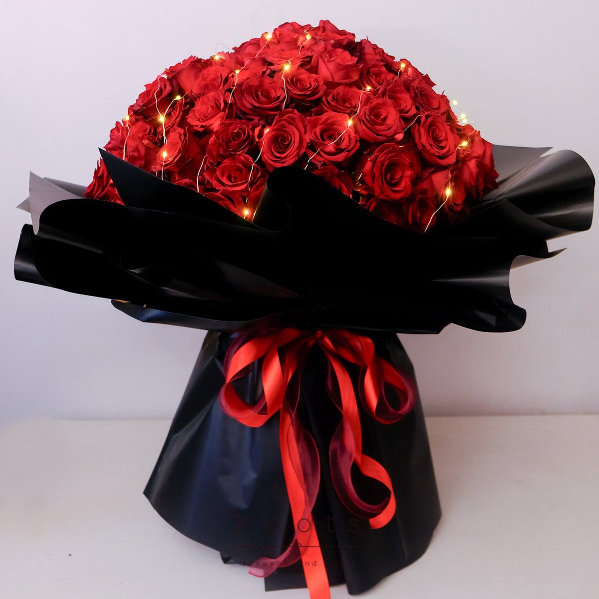Sweeten Lover’s Day (99 Red Ecuadorian Roses w/ Fairy Lights)
