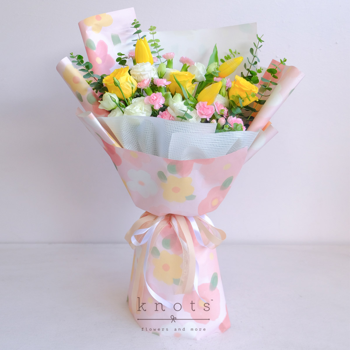 Midsummer Dreams (Yellow Roses and Yellow Tulips Bouquet)