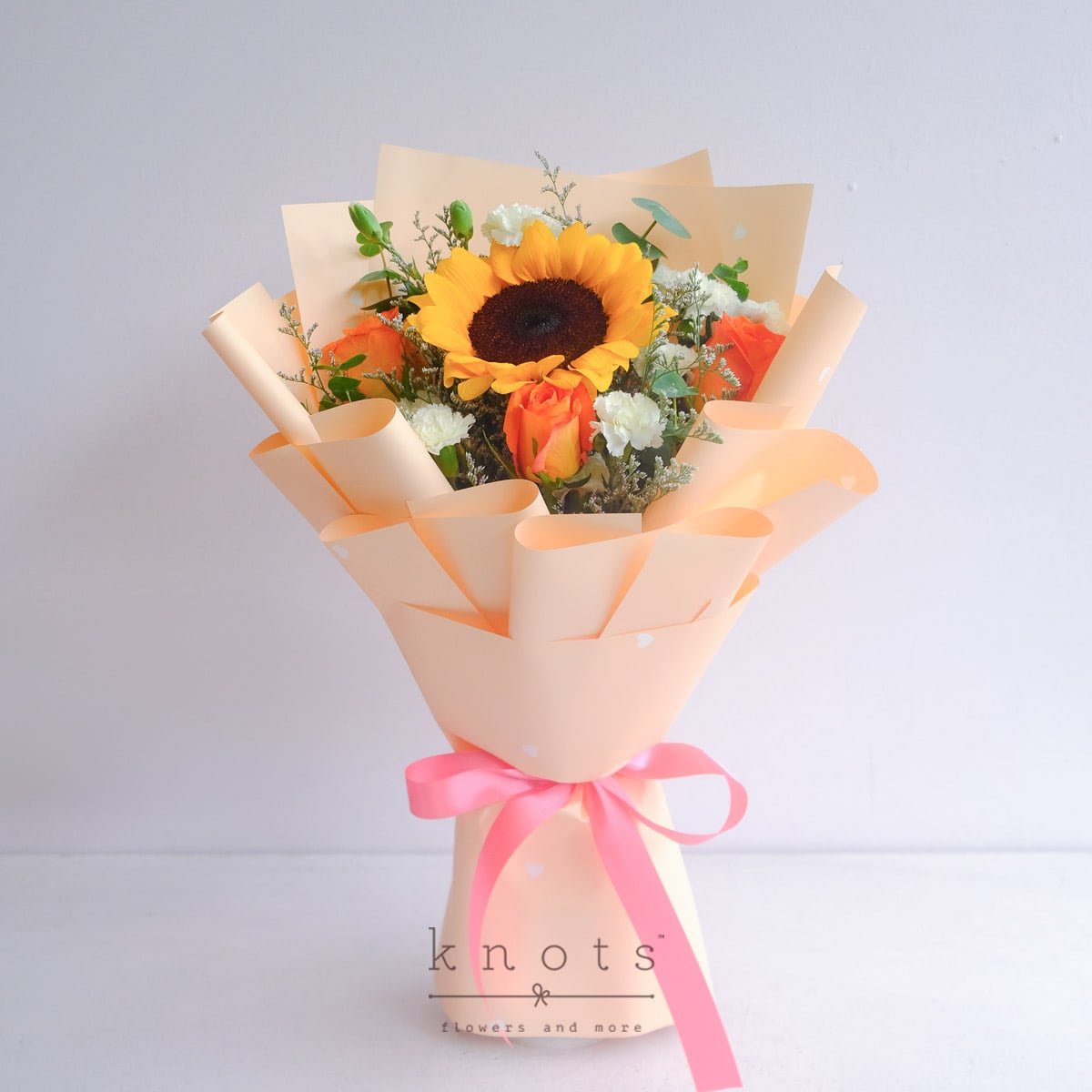 Sunset Walks (Sunflower & Orange Roses Bouquet)
