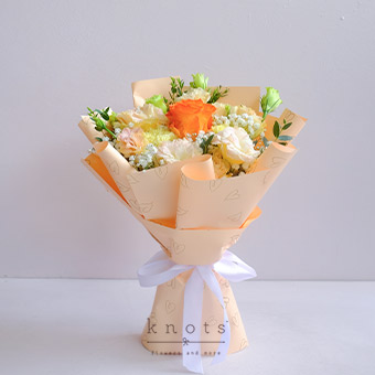 Sunset Dreams (Orange Sprayed Rose and Yellow Carnation Bouquet)
