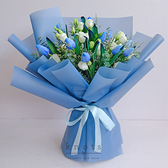 Sea of Love (Tinted Blue Tulips Bouquet)