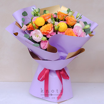 Summer Blush (6 Orange Red Ecuadorian Roses Bouquet)